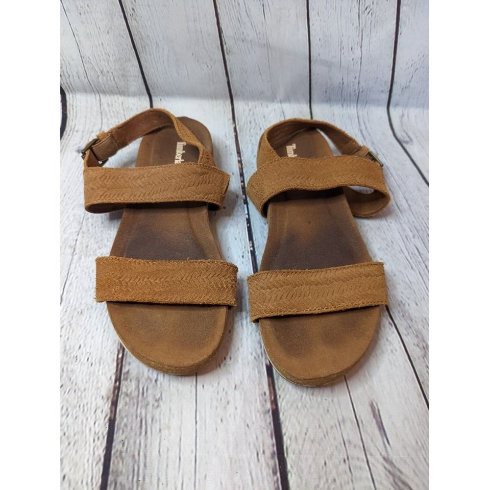 Timberland Women’s Tan Suede Two-Strap Comfort Sandals